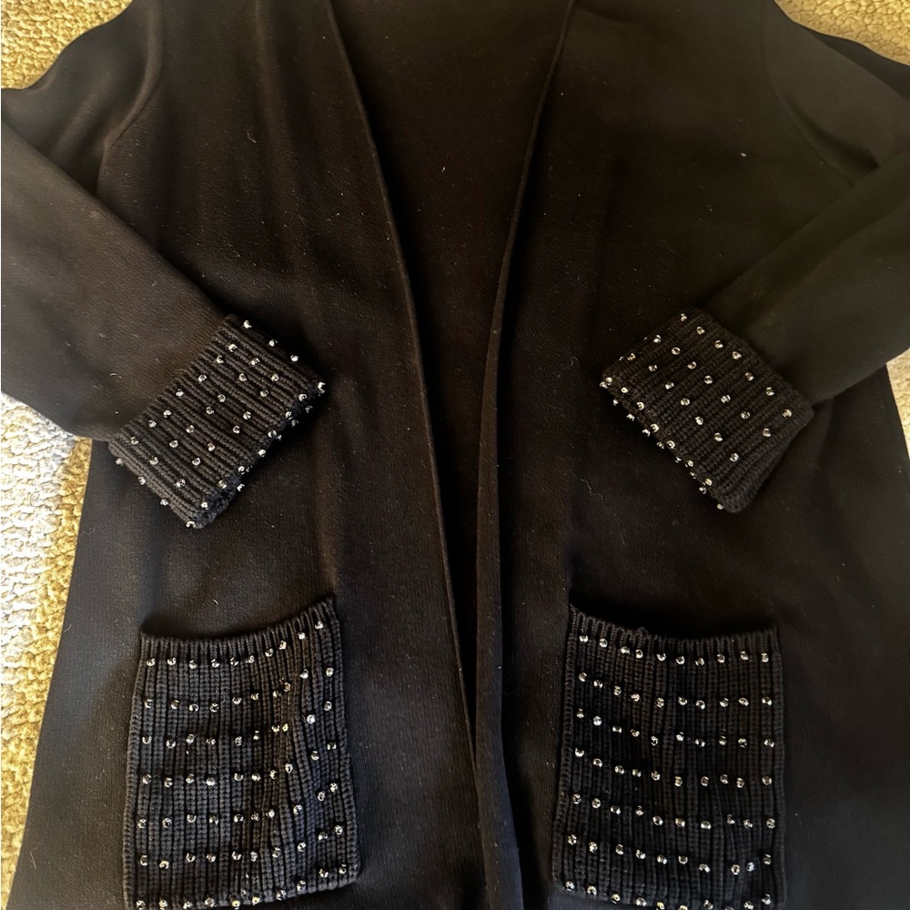 Macy’s Alfani Brand Studded Cardigan with Beaded Sleeves and Pockets